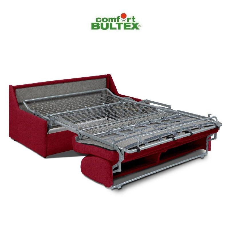 Canapé convertible express Compacto matelas 120cm Comfort Bultex® Néo rouge - 3 places avec accoudoirs fins et système d'ouverture rapide_2