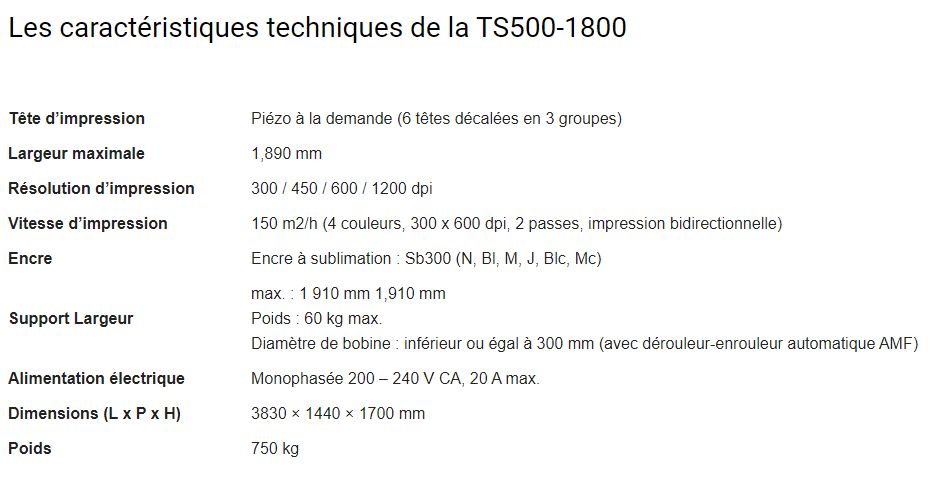 TS500-1800 - Imprimante textile Mimaki - vitesse exceptionnelle de 150 m²/h avec module de dégazage et filtre anti-brouillard_2