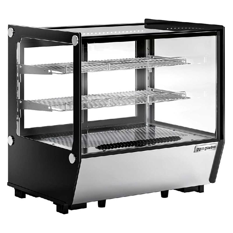 Vitrine réfrigérée posirtive à poser noire avec éclairage LED et vitre droite - 120 L_2
