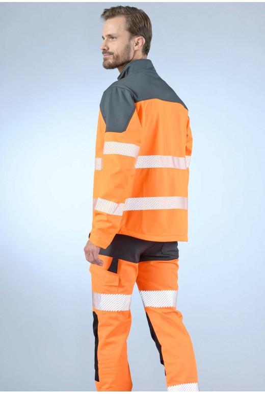 Softshell haute visibilité Visiofit - Réf. 740*HVJ ou 740*HVO - Classe 2 - Bandes rétroréfléchissantes - Jaune/Marine ou Orange/Charcoal_2