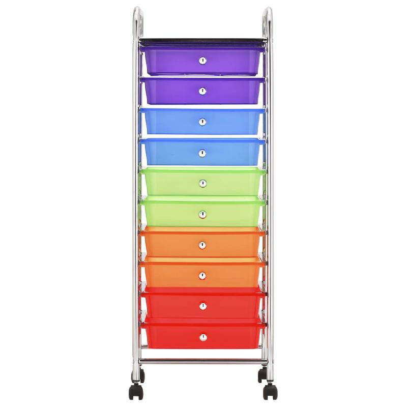 Vidaxl chariot de rangement mobile à 10 tiroirs multicolore plastique 320406_2