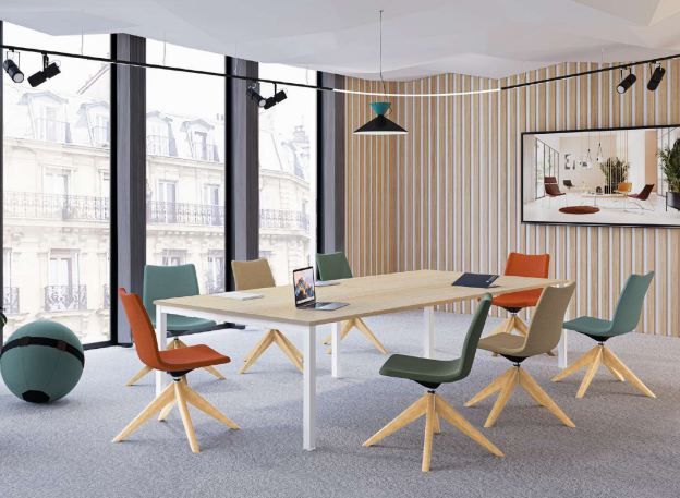 Bureau de réunion - Gamme COWORK' - Table avec plantes artificielles et électrification prête à brancher_0