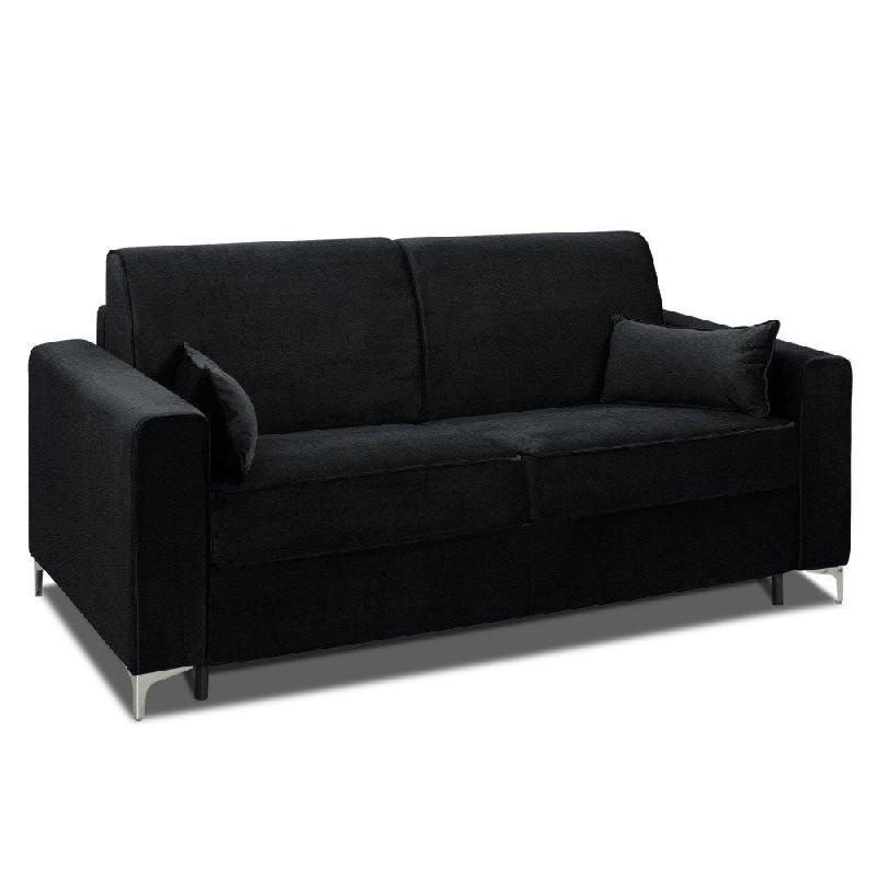 Canapé convertible express Jackson 140 cm - sommier lattes - cuir vachette noir - matelas 16 cm - ouverture rapide_2