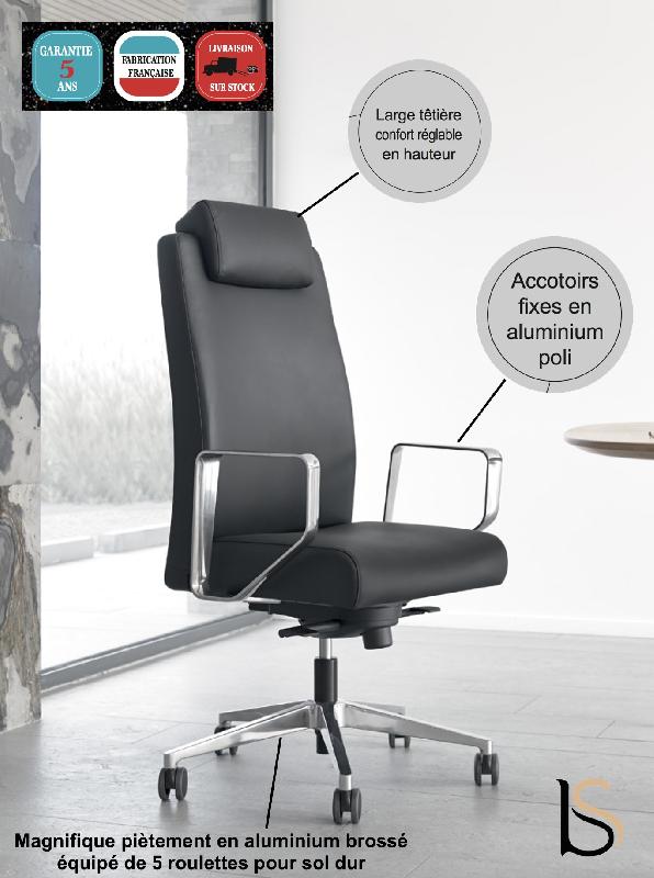 Fauteuil de direction en cuir Bost - Sokoa - cuir noir, Non_2
