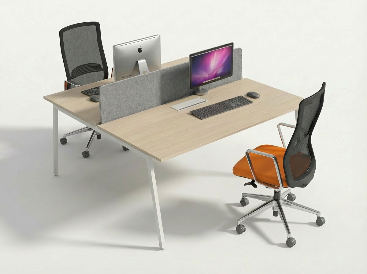 Bureau droit avec plateau mélamine et pied en Métal laqué époxy - LESS-A-M 2P_2