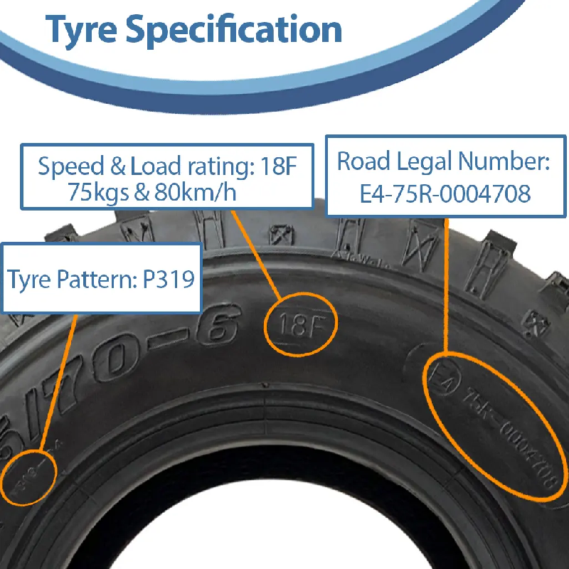 Pneus tout-terrain à crampons 145/70-6 pour quad, remorque pour enfants, 50 cm³ - 110 cm³, 75 kg (jeu de 4)_2