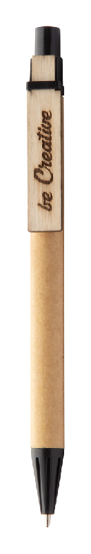 Stylo à bille en papier recyclé - Clip en bois personnalisable - Encre bleue_2