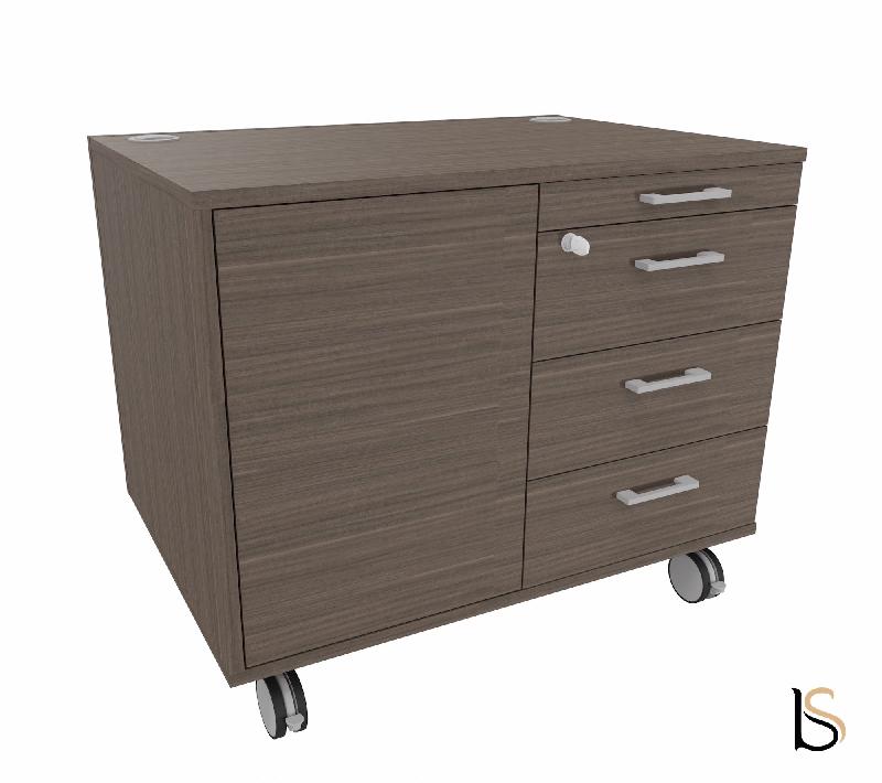 Desserte mobile avec 4 tiroirs et niche de rangement - QUADRIFOGLIO - Eucalyptus_2