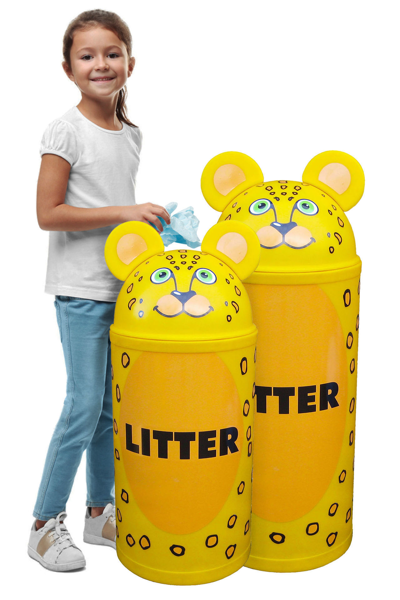 Poubelle en plastique recyclable avec design animalier
