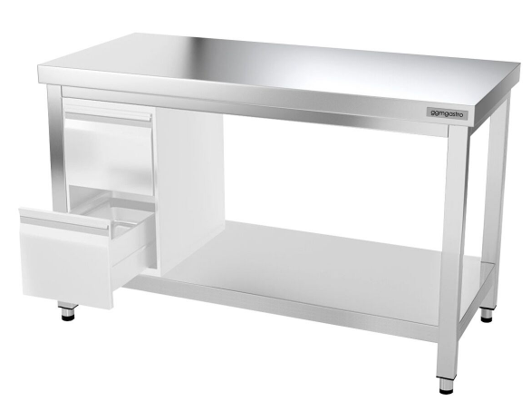 Tables Inox centrales Premium avec Etagère - P 600 mm | Ggm - 1000_2