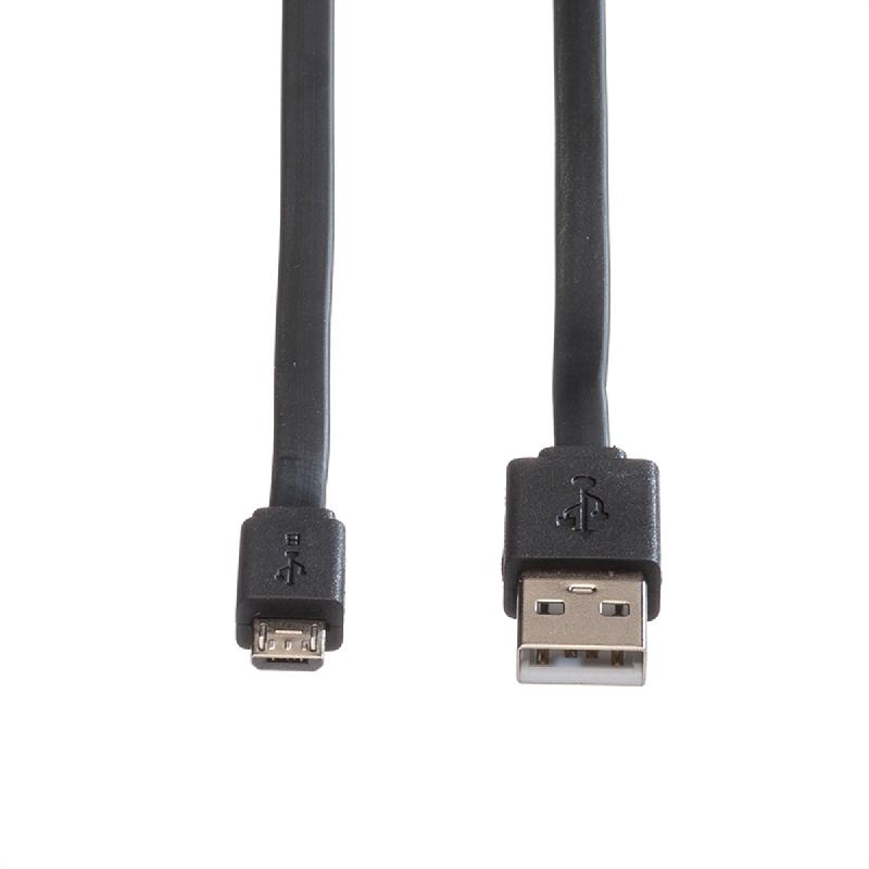 ROLINE Câble USB 2.0, USB A mâle - Micro USB B mâle, noir, 1 m_2