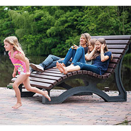 Bain de soleil 100 % plastique recyclé - ISAR - Piétement monobloc gris - 21 lames armature interne invisible_2