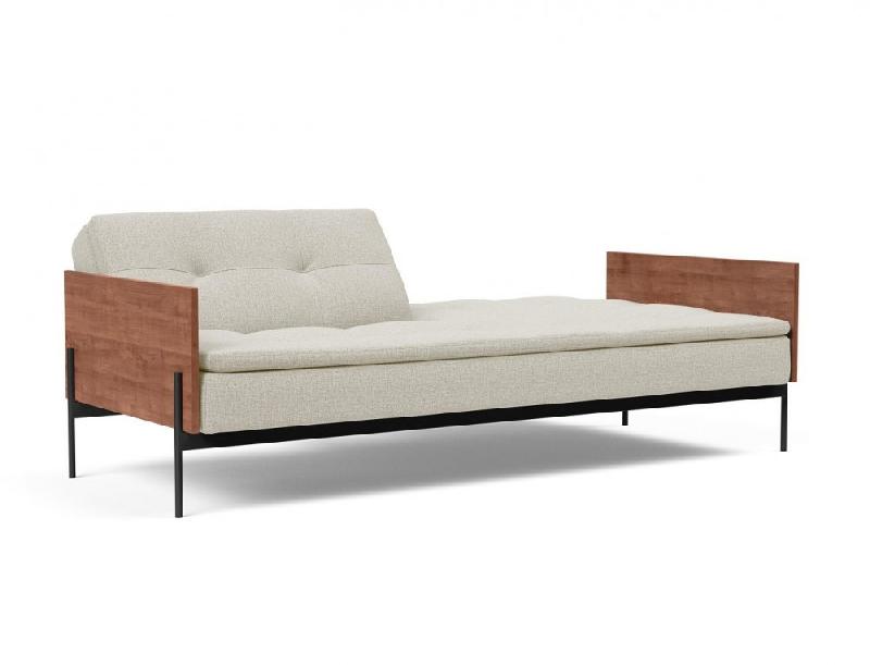 Innovation Living - Canapé-lit design Dublexo Lauge Mixed Dance Natural convertible 115x210 cm - Accoudoirs noyer et métal noir_2