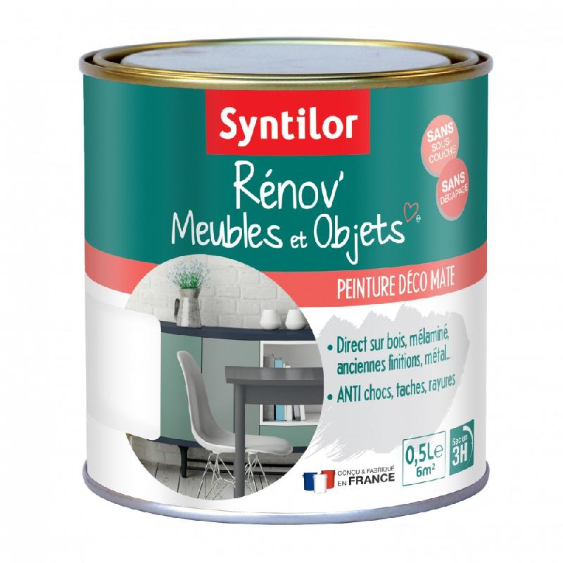 Peinture meuble et boiserie - SYNTILOR blanc mat 0.5 L - sans sous-couche, anti chocs, rayures, taches_2