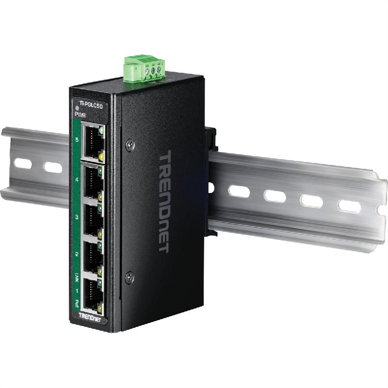 TRENDnet  TI-PGLC50 Mini switch Rail DIN PoE+ Gigabit industriel à 5 ports_2