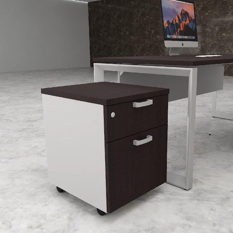 Caisson mobile avec tiroir pour dossiers suspendus - Mobel Linea - Wengé, Gris aluminium_2