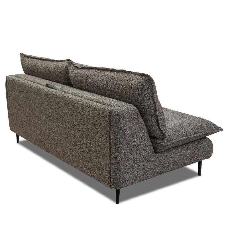 Canapé-lit compact 3 places Lisbonne 160 cm - Sommier à lattes - Matelas 13 cm en tissu tweed gris chiné_2