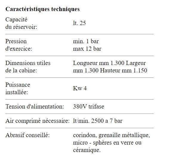 Cabine de sablage manuelle Mod. VSP 130 / B - Vespa Sabbiatrici - puissance installée 4 kW_2