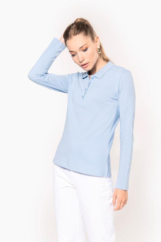 Polo piqué manches longues femme - Réf: K257 - Kariban - 100% coton - Coupe cintrée_2