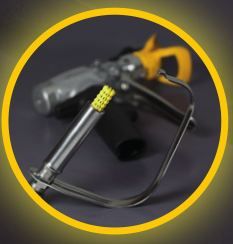 Pistolet de projection compact avec filtre intégré et support de buse