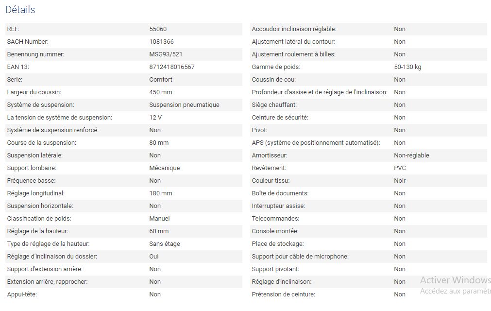 Siège de tracteur Compacto Comfort M PVC - Grammer AG - course de la suspension : 80 mm - 55060_2