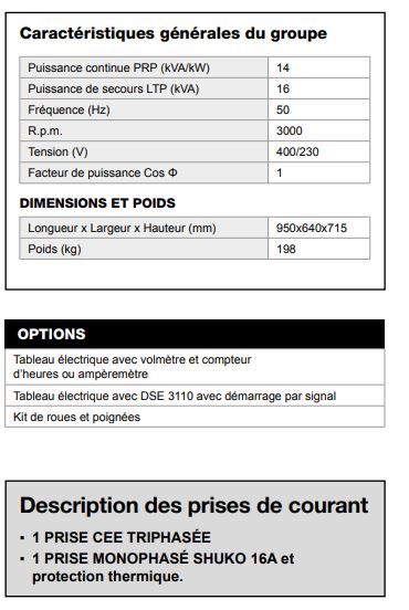AL 1500-E Groupe électrogène - Inmesol - Puissance de secours 16 kVA - Châssis tubulaire pratique_2