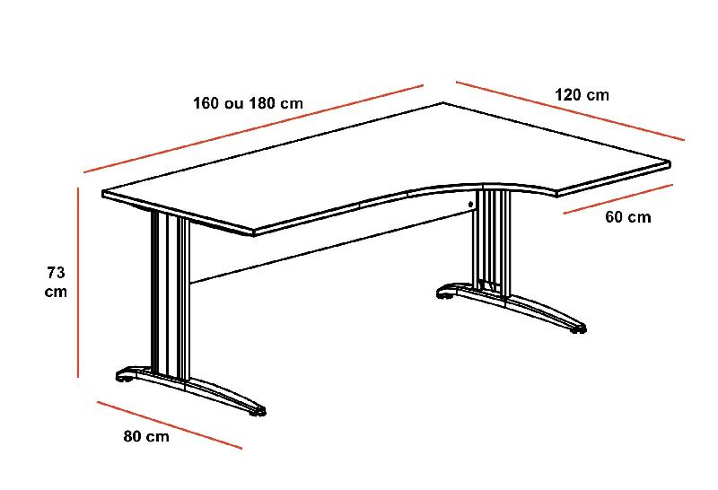 Bureau compact série Tono piètement métal - Mobel Linea - 160, Acacia foncé, Droite_2