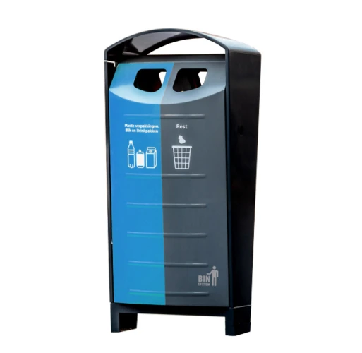 Poubelle d'extérieur 2x50 litres - binsolumn - acier galvanisé thermolaqué, résistante au vandalisme_2