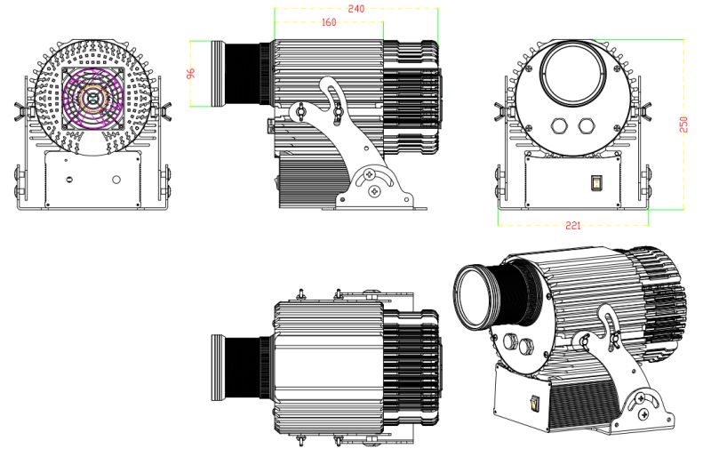 Projecteur gobo wt-rt30065 - noble - distance de projection: 3-150m_2