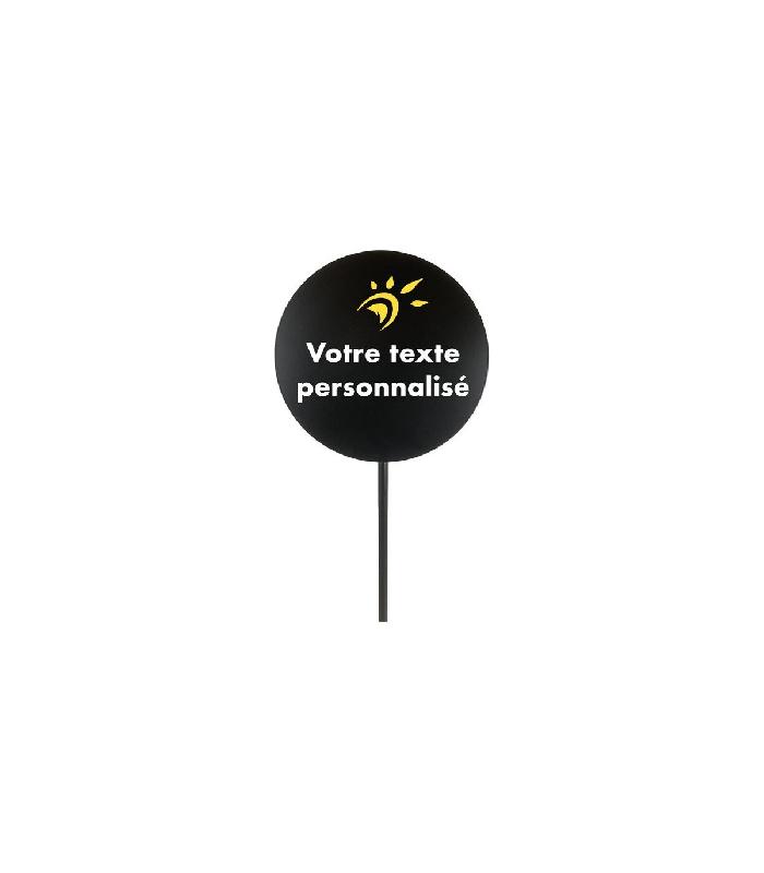 Signalétique métal couleur noir sur pied avec rond personnalisé diamètre 30 cm - Référence : LSTF300N-PERSO_2