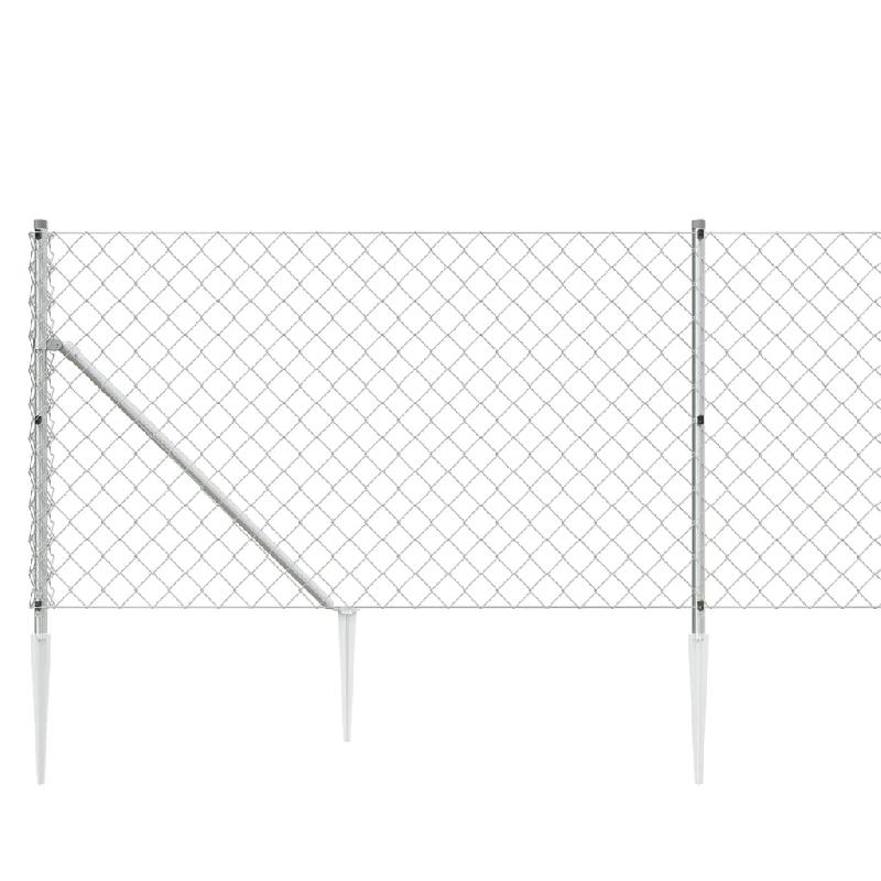 Vidaxl clôture à mailles losangées avec ancrage argenté 1x10 m 154017_2