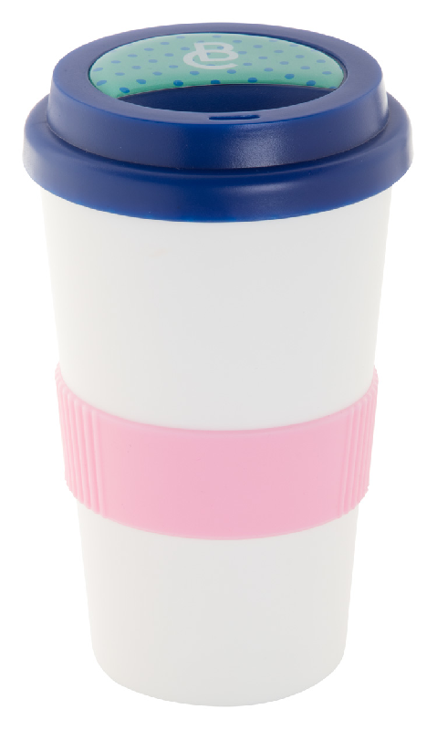 Mug thermos customisable - double parois en plastique - 400 ml - avec couvercle bec verseur et grip en silicone_2