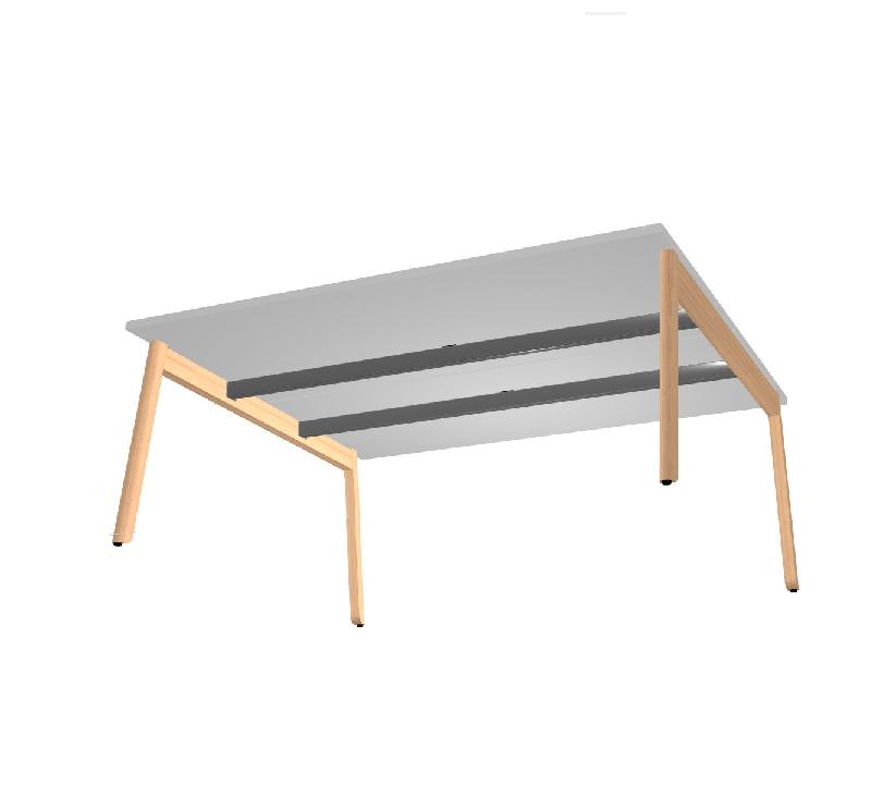 Bureau 2 personnes Ogi Wood - MDD - Non, Blanc, 120 x 141 cm_2