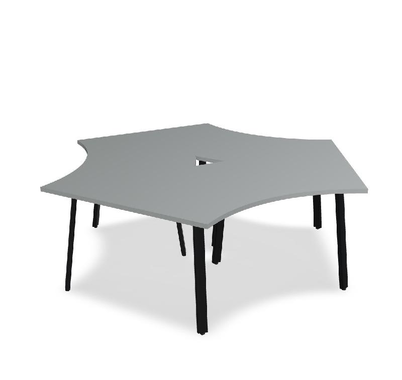 Bureau bench 3 personnes Ogi A - MDD. - Noir, Aluminium satiné_2