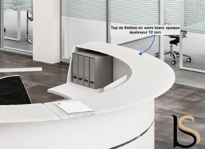 Banque d'accueil courbe Glass - Quadrifoglio. - Blanc_2