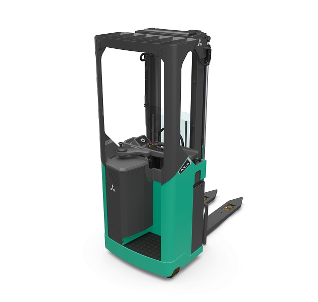 Location courte durée de gerbeur électrique à conducteur porté - Mitsubishi Axia EX SBR12-20N2(i) - 1600 kg - intérieur - mât à large visibilité_2