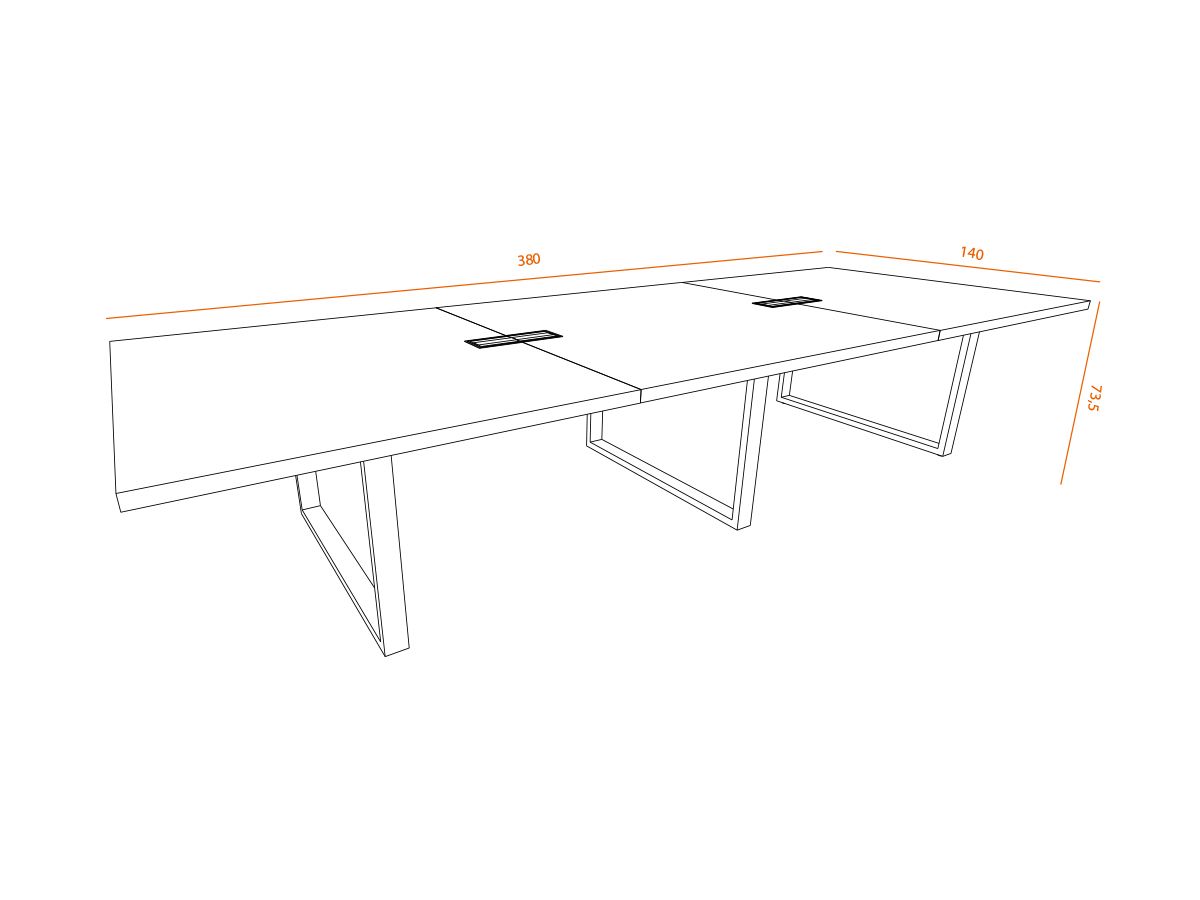 Table de réunion ÉCLAT bicolore - extensible avec top access et piètement métal_2