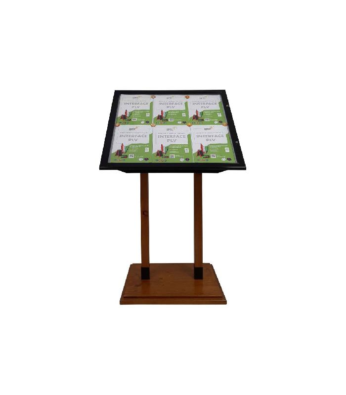 Porte menu métal pour 6 feuilles A4 avec pied en bois - LSTF74_2