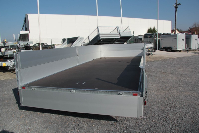 Remorque plateau Humbaur HT 356124 - 2 essieux - acier galvanisé - roues dessous - ridelles alu_2