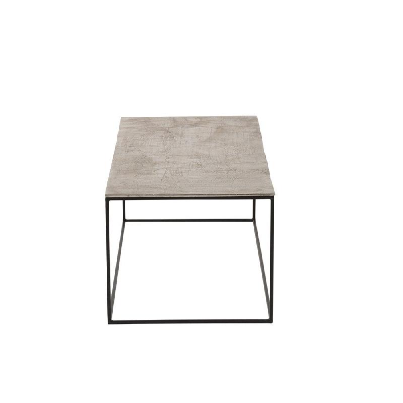 Table basse rectangulaire NIZI en aluminium argent/noir - Design moderne et fonctionnel_2