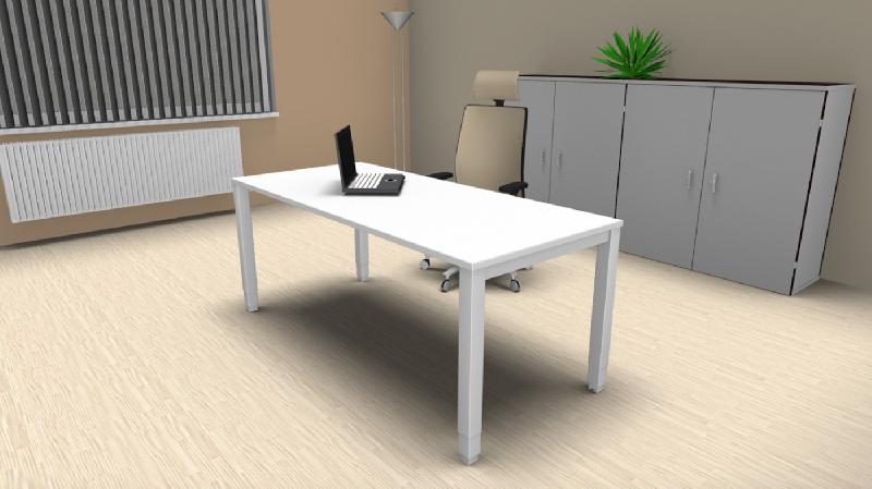 Bureau individuel Tempo réglable en hauteur. - 140, Blanc, Blanc_2