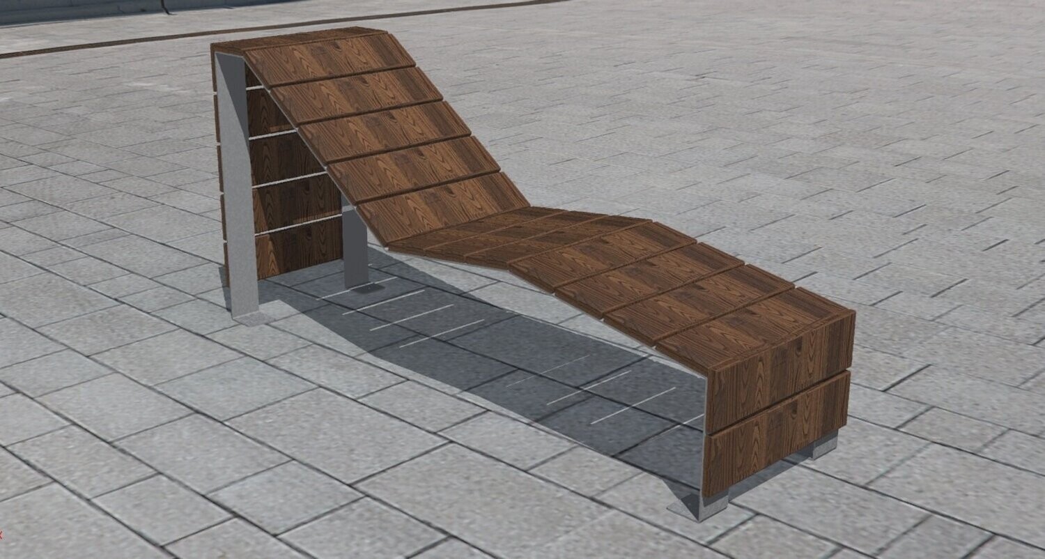 Chaise longue en acier inoxydable & Bois exotique - Référence MUB20_2