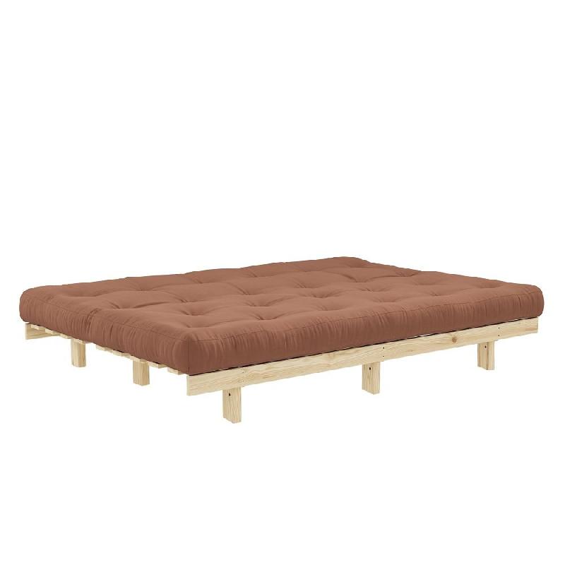 Banquette convertible futon Lean Pin - Coloris brun argile - Couchage 130 x 190 cm - Structure en pin massif_2