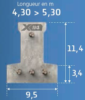 Poutrelle en béton précontrainte avec étai maniable, économique et rectiligne - X114 5,10m KP1 - légère et optimisée pour entrevous EMX ou isoleader SPX_2