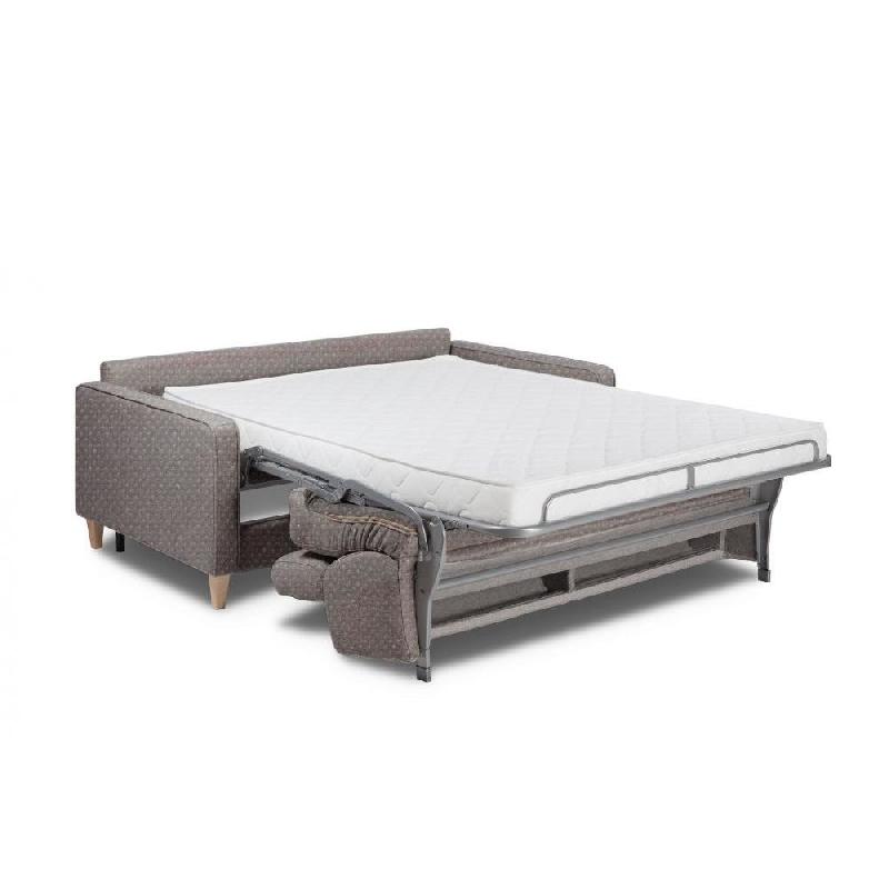 Canapé compact convertible Plaza - Tissu tweed gris taupe - Matelas 16cm - Système express 160x197cm_2