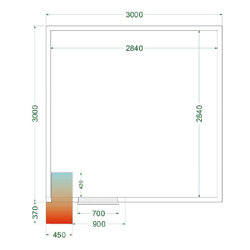 Chambre froide positive 16,45 m3 (3000 x 3000 x 2200 mm) avec monobloc de paroi_2