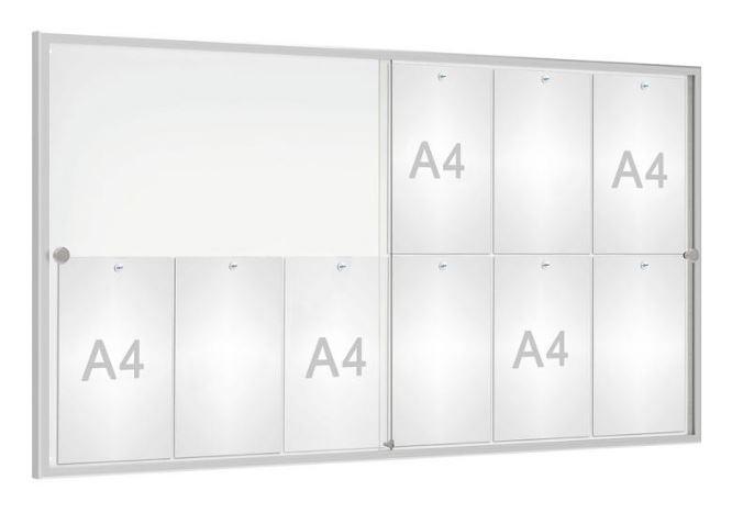 Vitrine intérieur coulissante anodisée - aluminium anodisé argent - 8 à 12 A4 - Fabrication Française_2