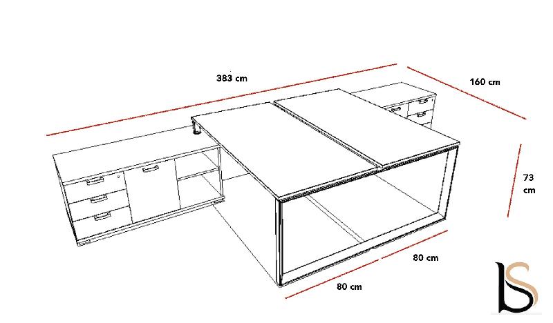 Bureau bench 2 personnes Star avec meubles de rangement - Mobel Linea. - Blanc Pastel, 160_2