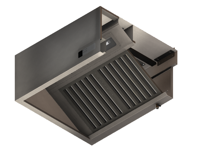 Hotte rectangulaire complètement équipée - P900 - H460 - Acier inox - Filtres labyrinthe - Ventilateur centrifuge ERP2015_2