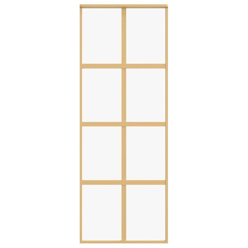 Vidaxl porte coulissante doré 76x205 cm verre esg clair et aluminium 155184_2